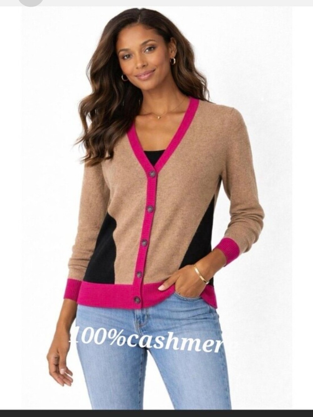 Cashmere Buttons Down Sweater Size L